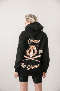GAME CHANGER hoodie // black & hyper-peach